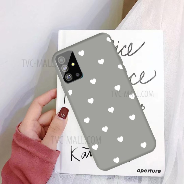 Heart Pattern Matte TPU Phone Case for Samsung Galaxy S20 Plus - Grey-2