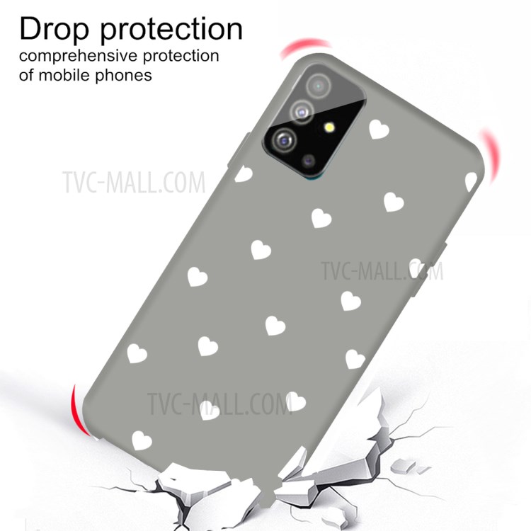 Heart Pattern Matte TPU Phone Case for Samsung Galaxy S20 Plus - Grey-3