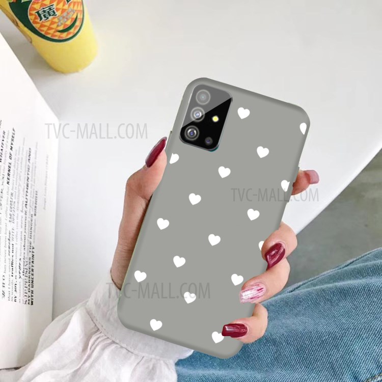 Heart Pattern Matte TPU Phone Case for Samsung Galaxy S20 Plus - Grey-5