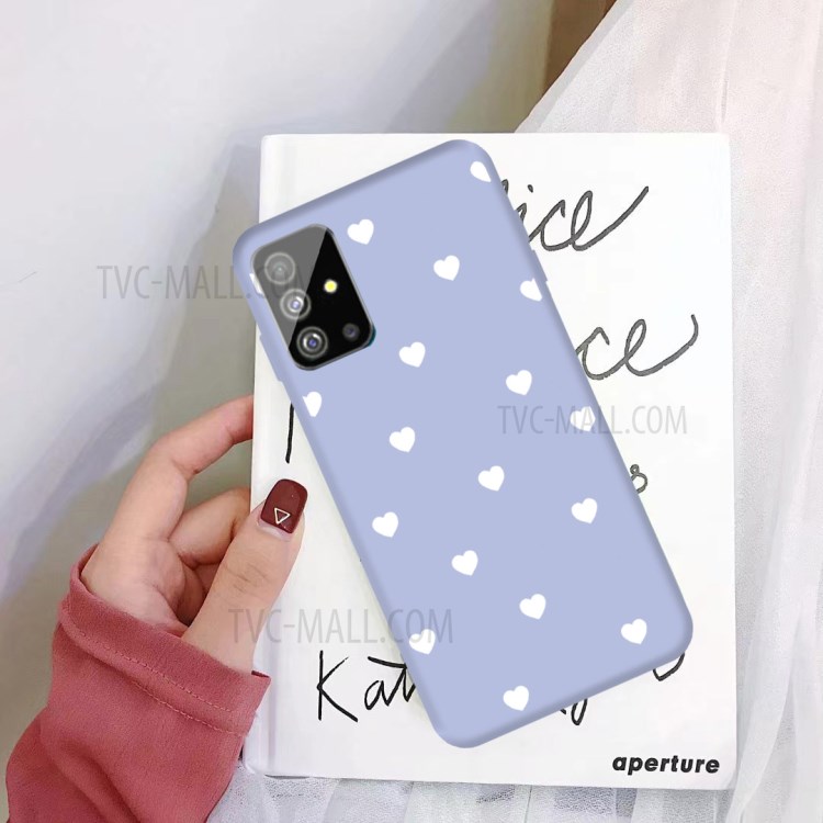 Heart Pattern Matte TPU Phone Case for Samsung Galaxy S20 Plus - Purple-2