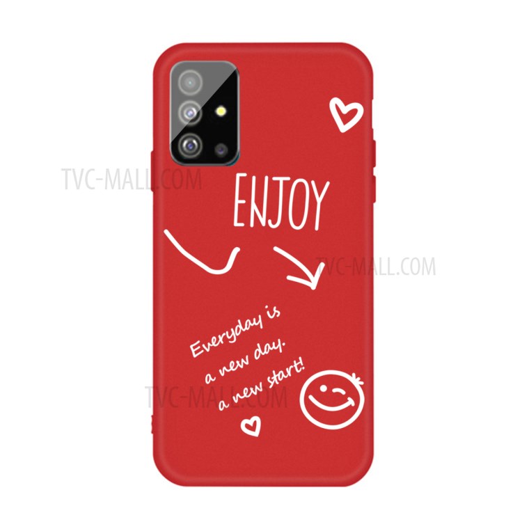 Smile Pattern Printing Matte TPU Back Case for Samsung Galaxy S20 Plus - Red-1