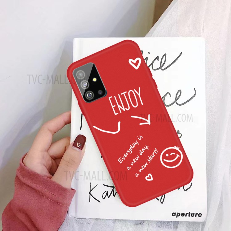 Smile Pattern Printing Matte TPU Back Case for Samsung Galaxy S20 Plus - Red-2