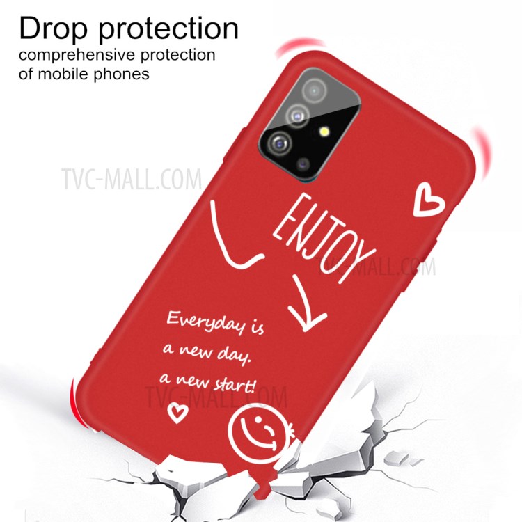 Smile Pattern Printing Matte TPU Back Case for Samsung Galaxy S20 Plus - Red-3
