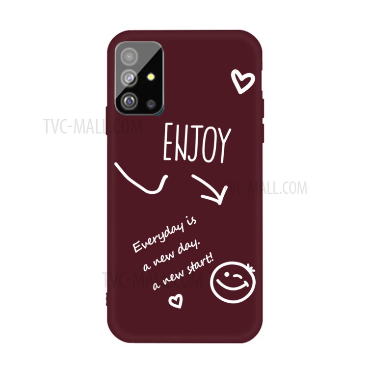 Smile Pattern Printing Matte TPU Back Case for Samsung Galaxy S20 Plus / S20 Plus 5G - Wine Red-1