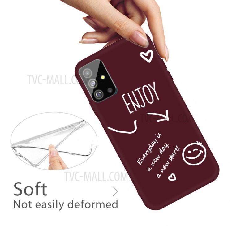 Smile Pattern Printing Matte TPU Back Case for Samsung Galaxy S20 Plus / S20 Plus 5G - Wine Red-4