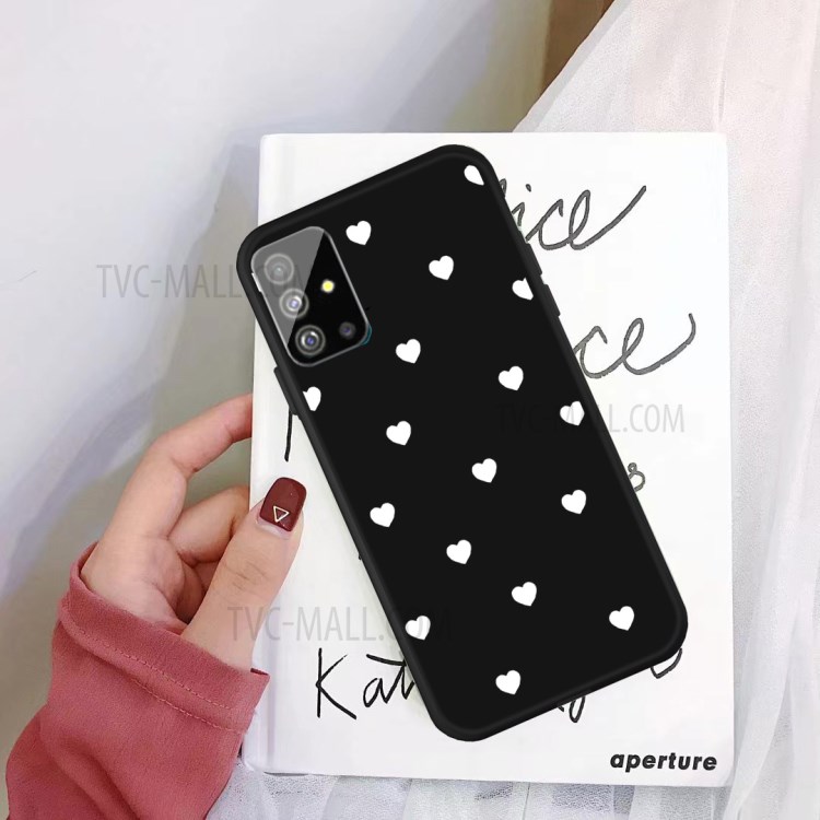 Small Love Hearts Pattern Printing Matte TPU Back Case for Samsung Galaxy S20 - Black-2