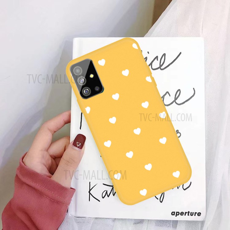 Small Love Hearts Pattern Printing Matte TPU Back Case for Samsung Galaxy S20 - Yellow-2