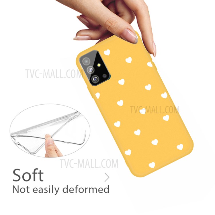 Small Love Hearts Pattern Printing Matte TPU Back Case for Samsung Galaxy S20 - Yellow-4