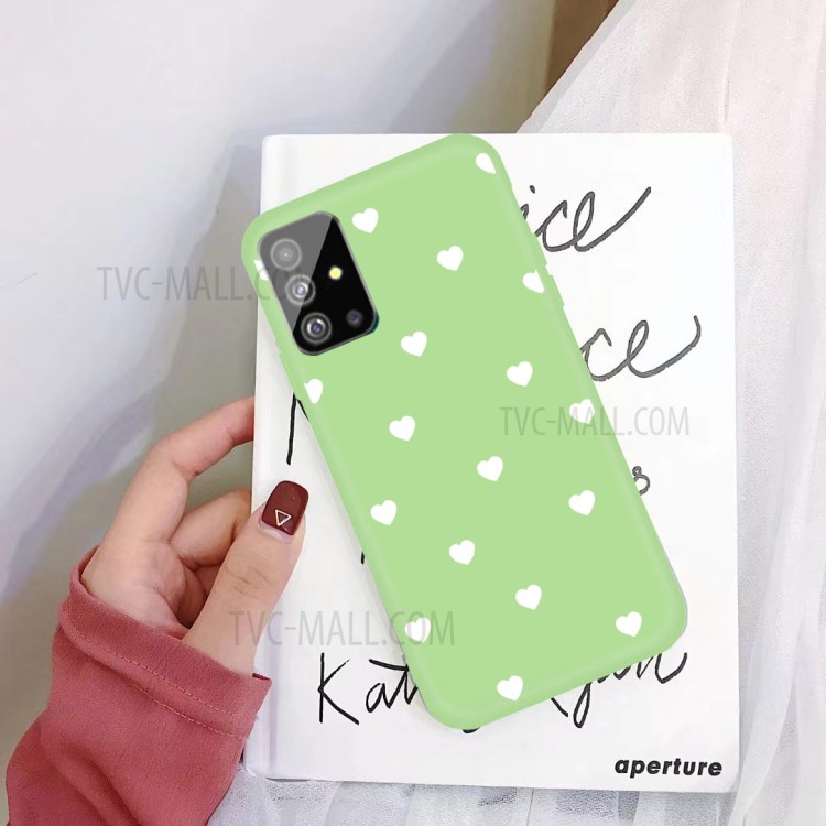 Small Love Hearts Pattern Printing Matte TPU Back Case for Samsung Galaxy S20 - Green-2
