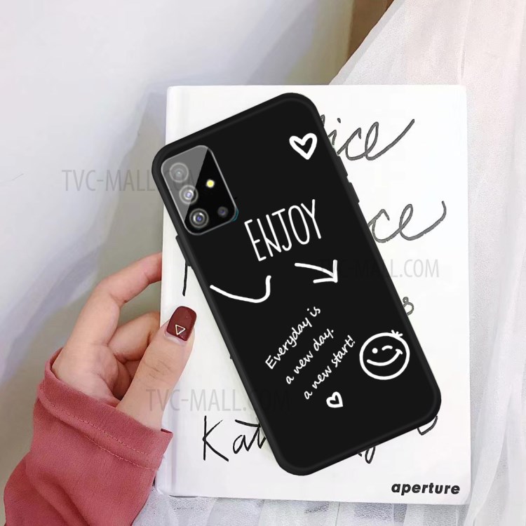 Letters Printing Frosted TPU Back Casing for Samsung Galaxy S20 - Black-2