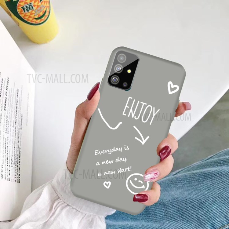 Letters Printing Frosted TPU Back Casing for Samsung Galaxy S20 - Grey-5