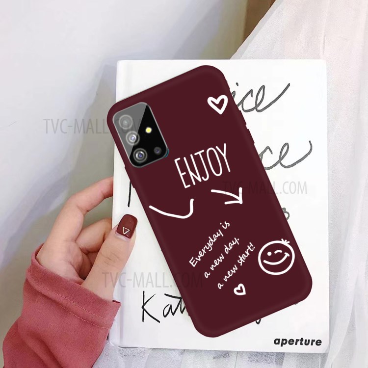 Letters Printing Frosted TPU Back Casing for Samsung Galaxy S20 - Wine Red-2