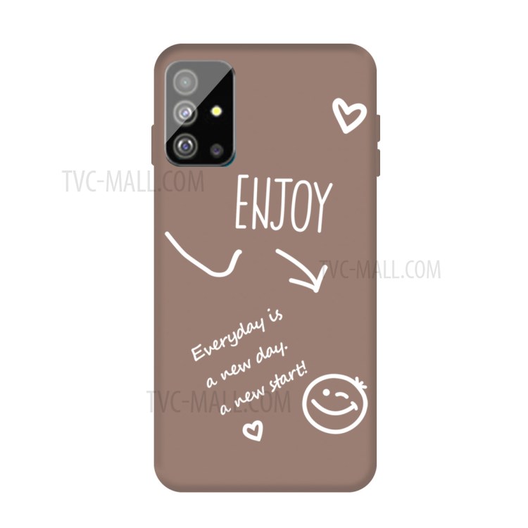 Letters Printing Frosted TPU Back Casing for Samsung Galaxy S20 - Khaki-1