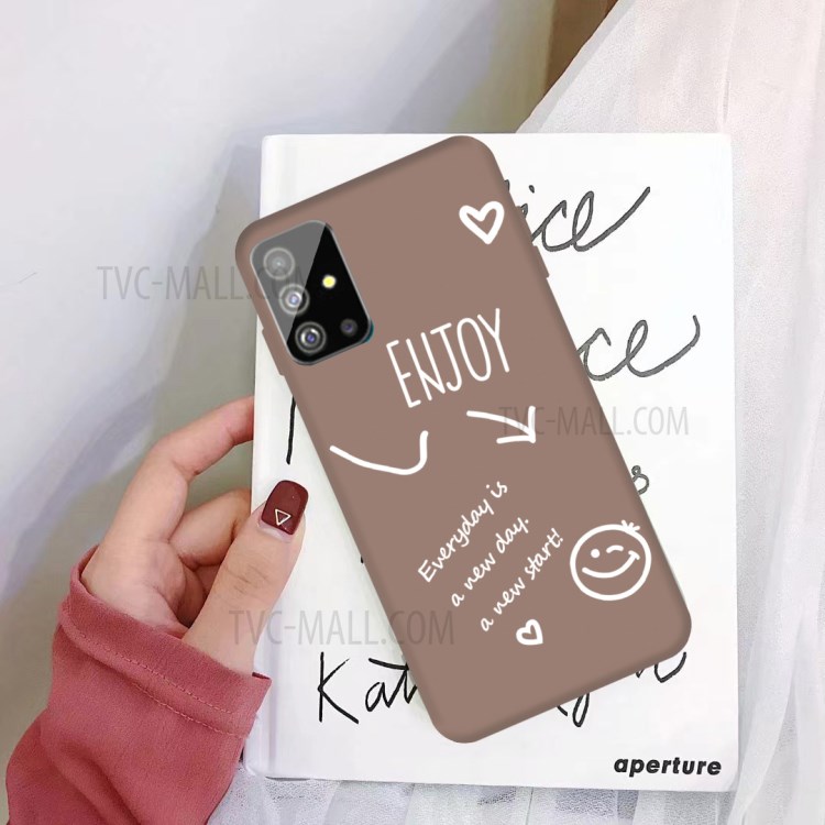 Letters Printing Frosted TPU Back Casing for Samsung Galaxy S20 - Khaki-2