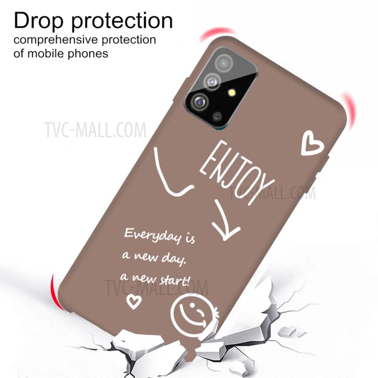Letters Printing Frosted TPU Back Casing for Samsung Galaxy S20 - Khaki-3