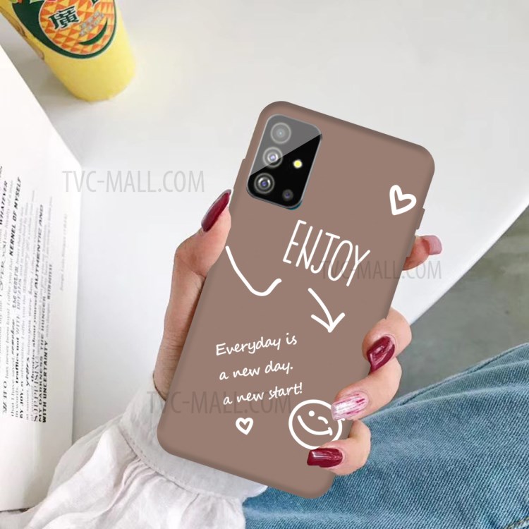 Letters Printing Frosted TPU Back Casing for Samsung Galaxy S20 - Khaki-5