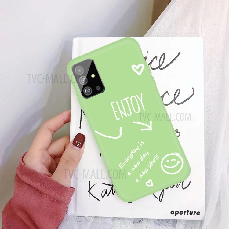 Letters Printing Frosted TPU Back Casing for Samsung Galaxy S20 - Green-2