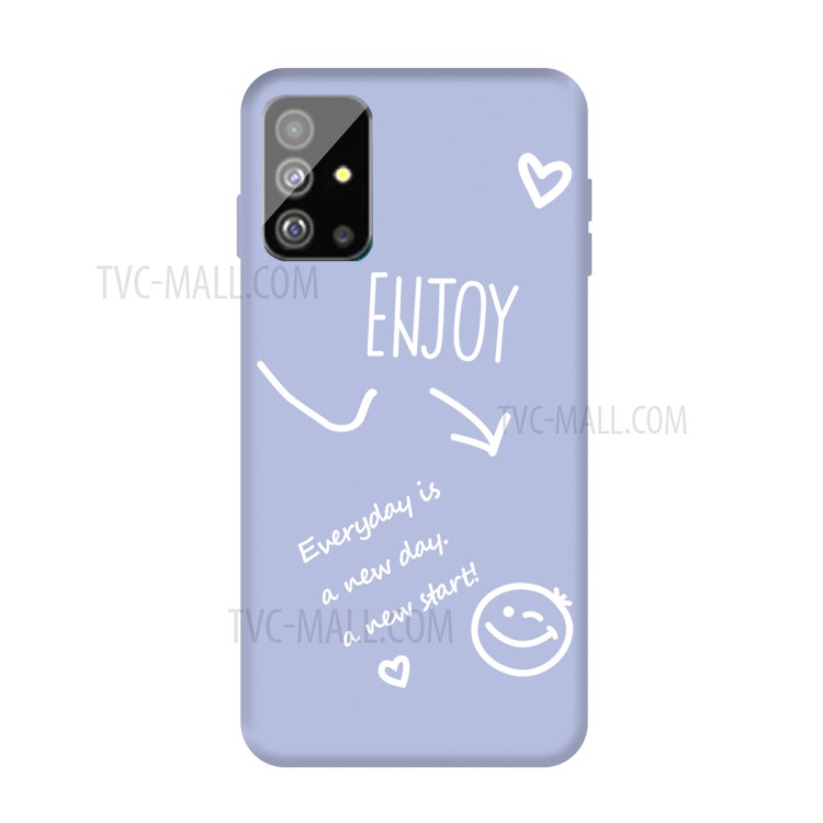 Letters Printing Frosted TPU Back Casing for Samsung Galaxy S20 - Blue-1