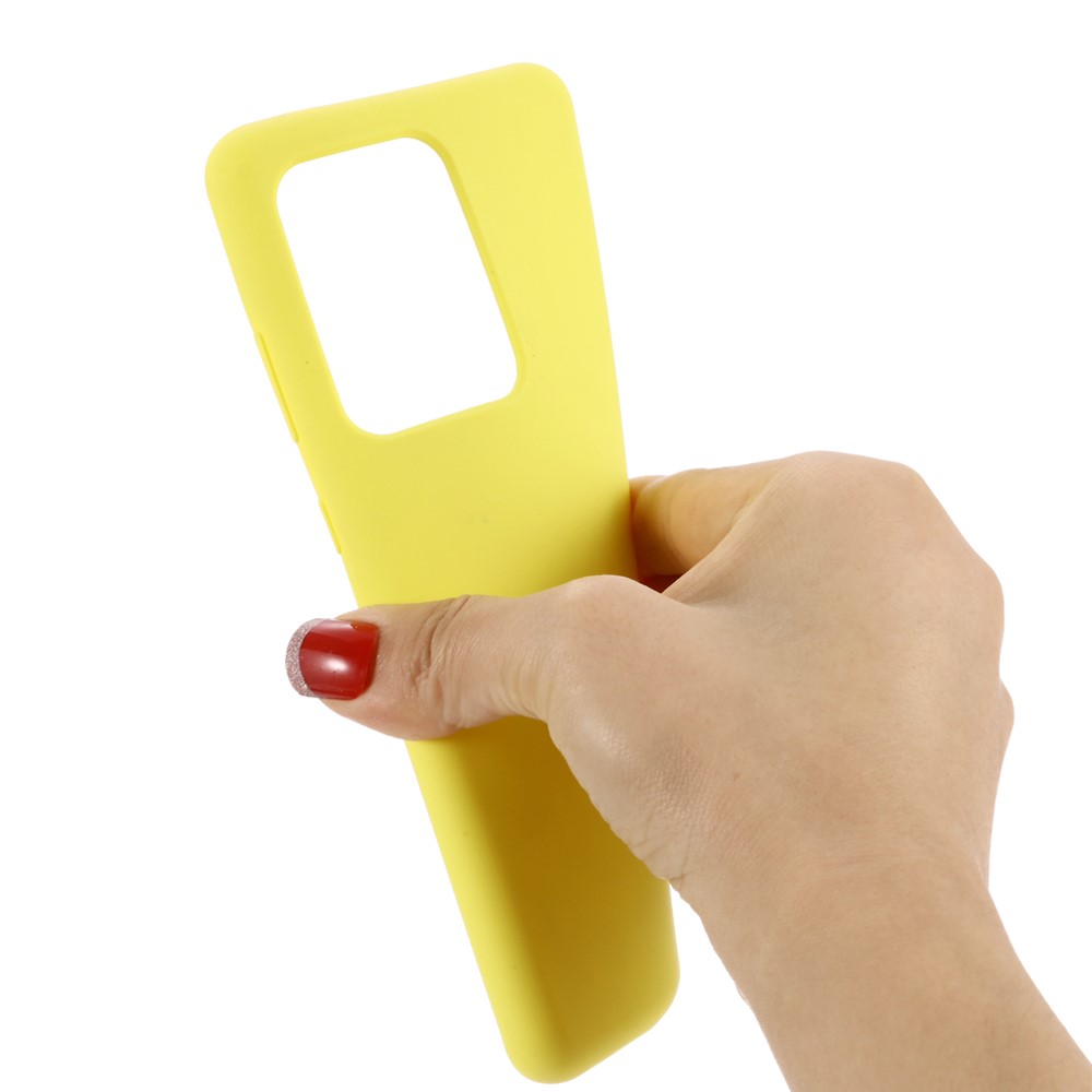 Liquid Silicone Phone Back Shell for Samsung Galaxy S20 Ultra - Yellow-3