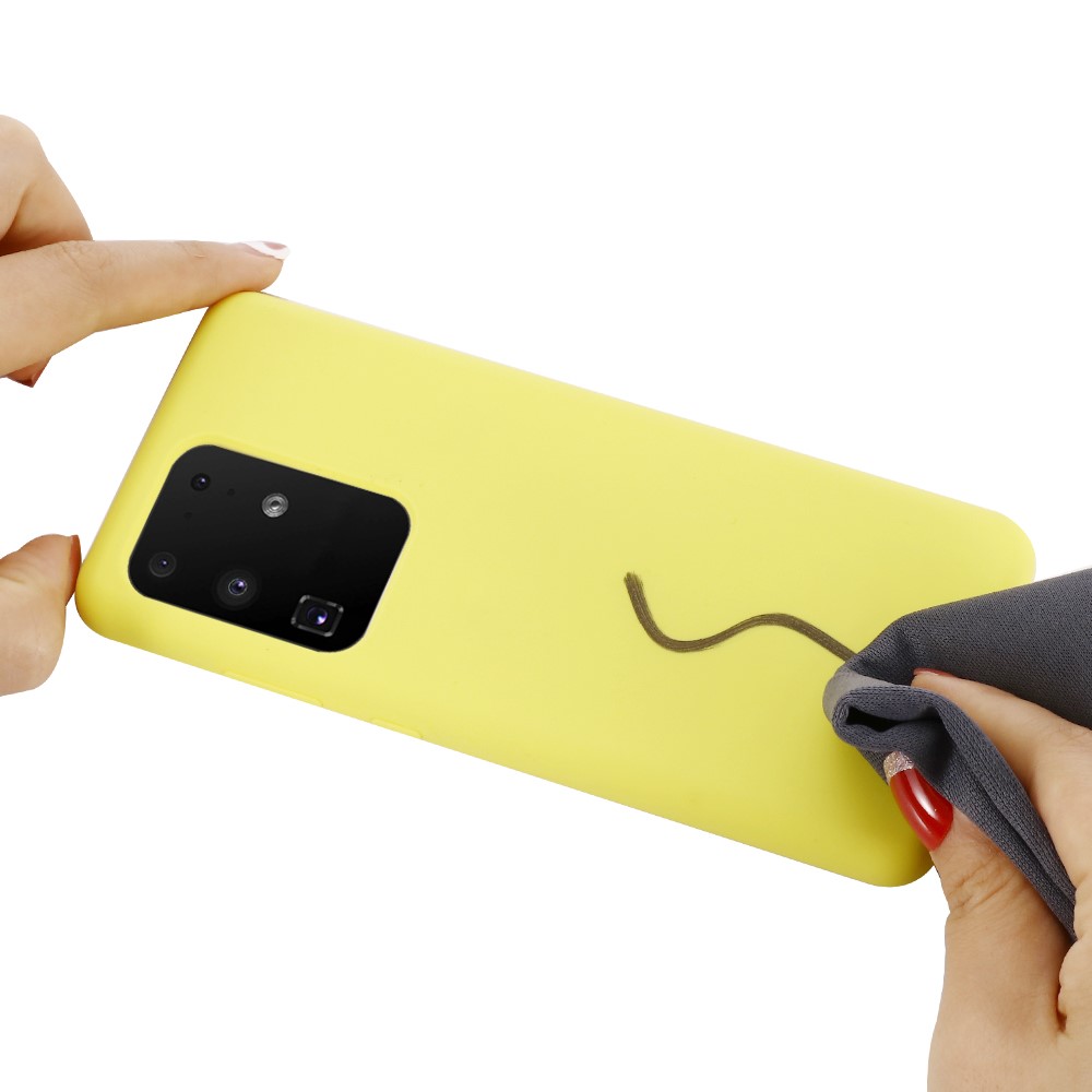 Liquid Silicone Phone Back Shell for Samsung Galaxy S20 Ultra - Yellow-4