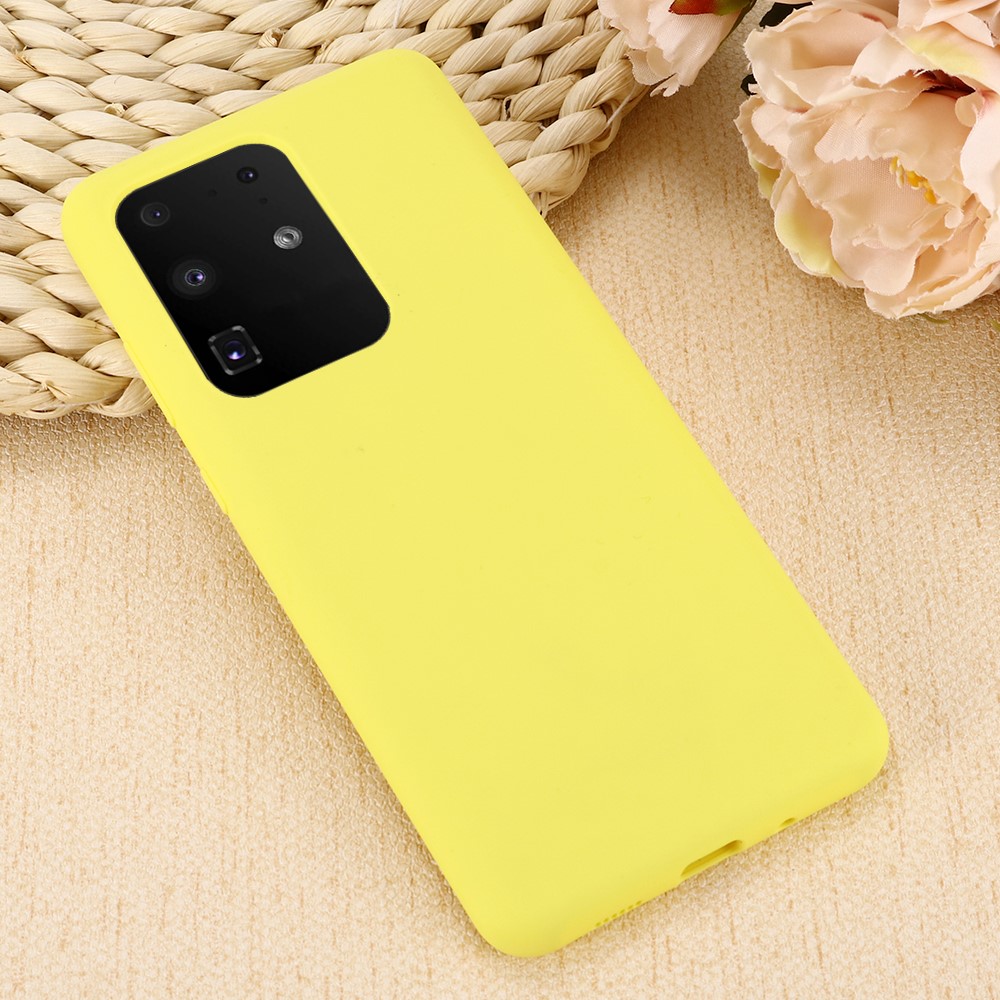 Liquid Silicone Phone Back Shell for Samsung Galaxy S20 Ultra - Yellow-5