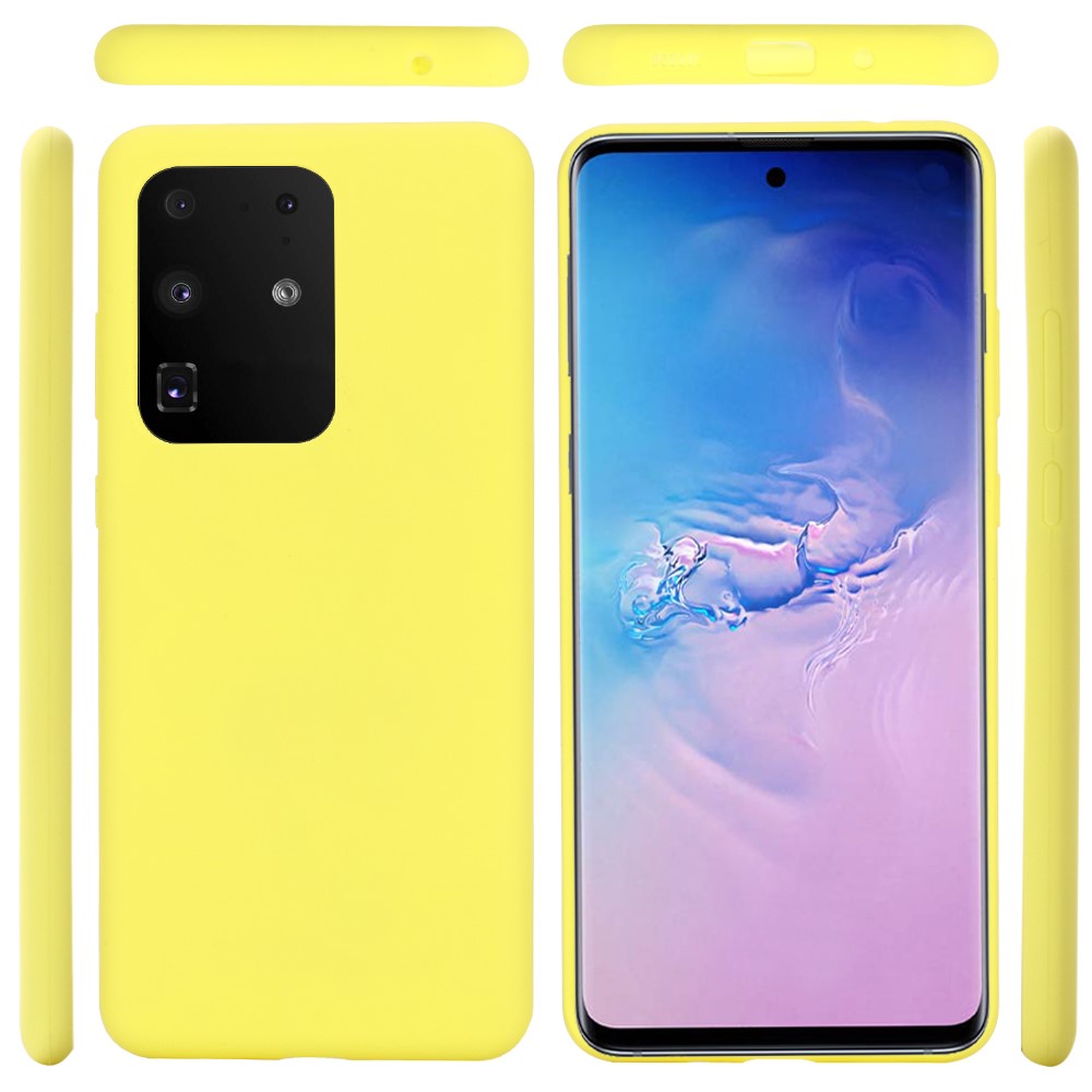 Liquid Silicone Phone Back Shell for Samsung Galaxy S20 Ultra - Yellow-6