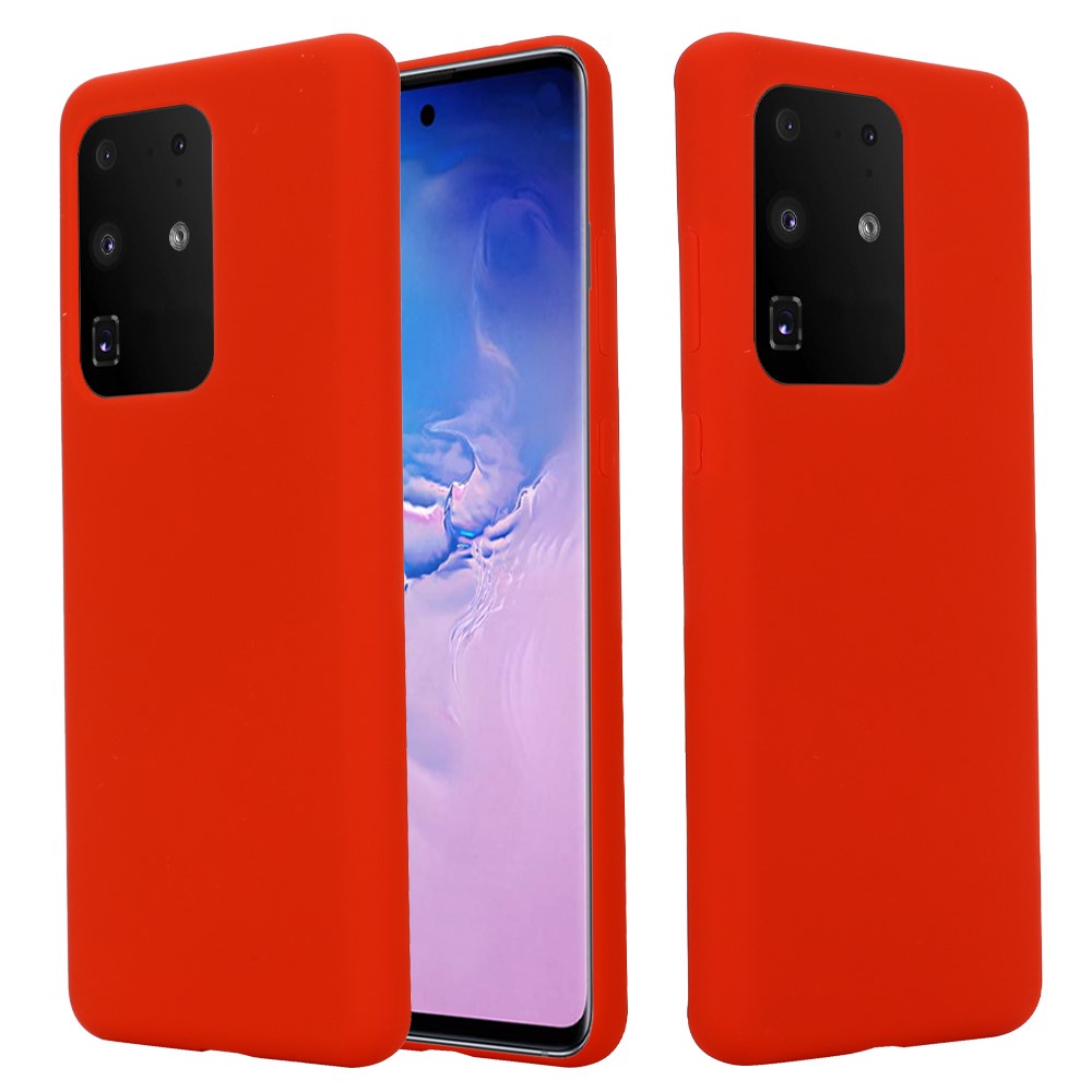 Liquid Silicone Phone Back Shell for Samsung Galaxy S20 Ultra - Red-1