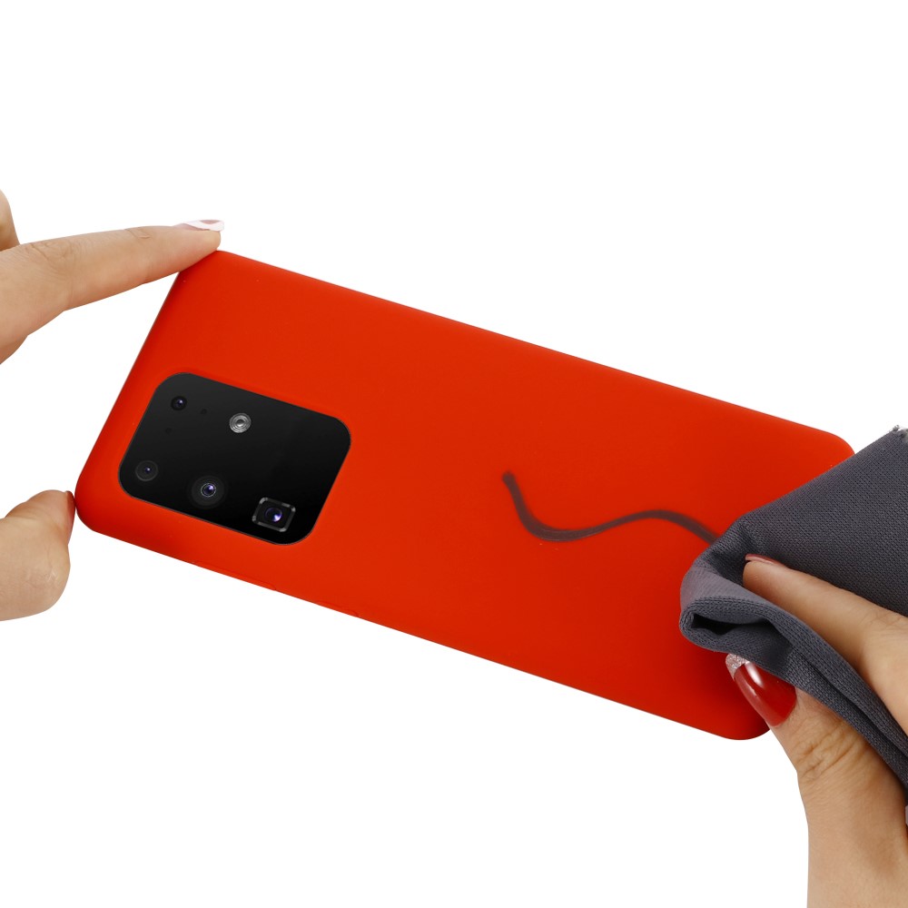 Liquid Silicone Phone Back Shell for Samsung Galaxy S20 Ultra - Red-4