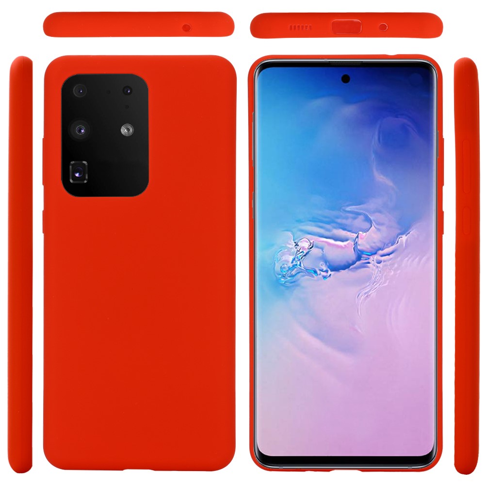 Liquid Silicone Phone Back Shell for Samsung Galaxy S20 Ultra - Red-6
