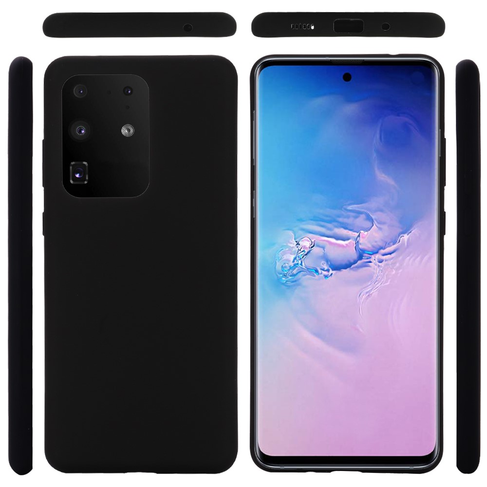 Liquid Silicone Phone Back Shell for Samsung Galaxy S20 Ultra - Black-6