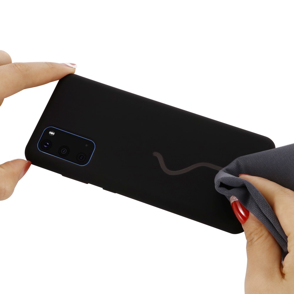 Liquid Silicone Phone Back Cover for Samsung Galaxy S20 Plus - Black-4