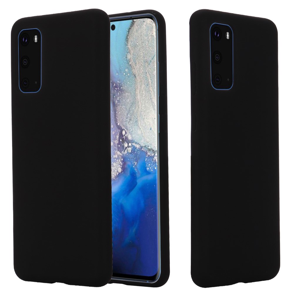 Liquid Silicone Phone Back Cover for Samsung Galaxy S20 - Black-1