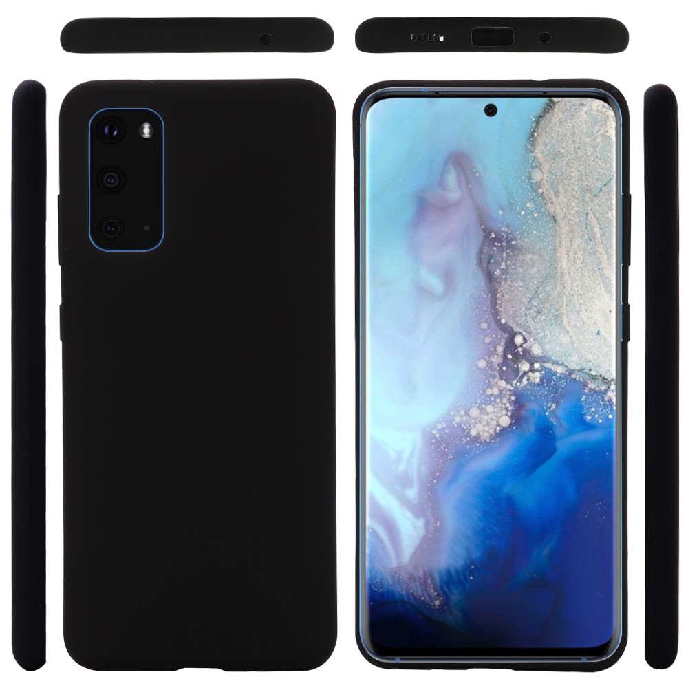 Liquid Silicone Phone Back Cover for Samsung Galaxy S20 - Black-5