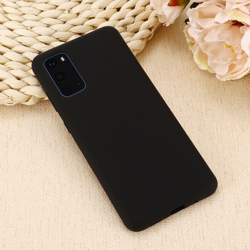 Liquid Silicone Phone Back Cover for Samsung Galaxy S20 - Black-6