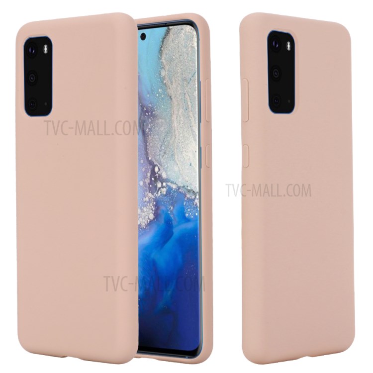 Liquid Silicone Phone Back Cover for Samsung Galaxy S20 - Pink-1