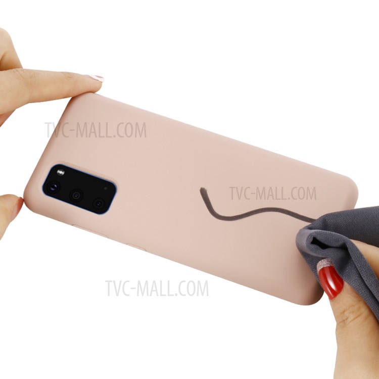 Liquid Silicone Phone Back Cover for Samsung Galaxy S20 - Pink-4