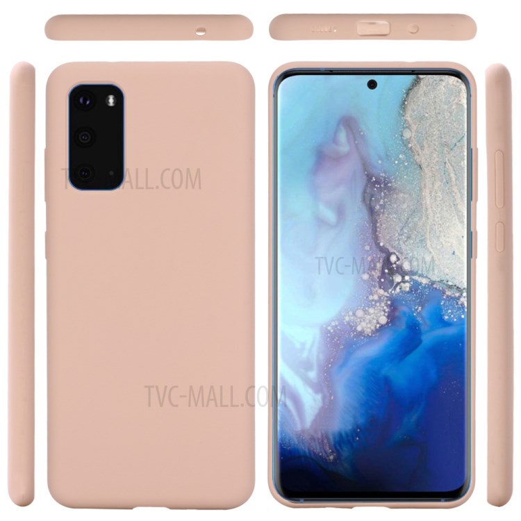 Liquid Silicone Phone Back Cover for Samsung Galaxy S20 - Pink-5