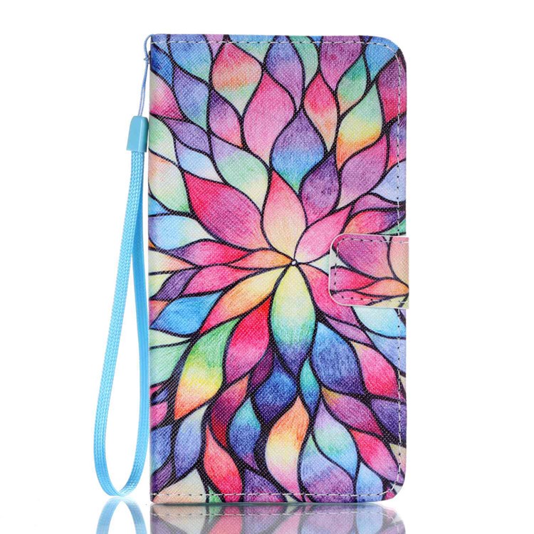 PU Leather Wallet Case Cover for Samsung Galaxy J7 (2016) - Colorful Petals-1
