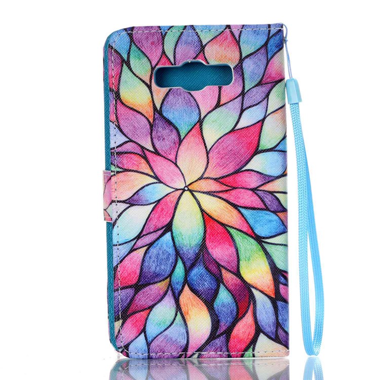 PU Leather Wallet Case Cover for Samsung Galaxy J7 (2016) - Colorful Petals-2