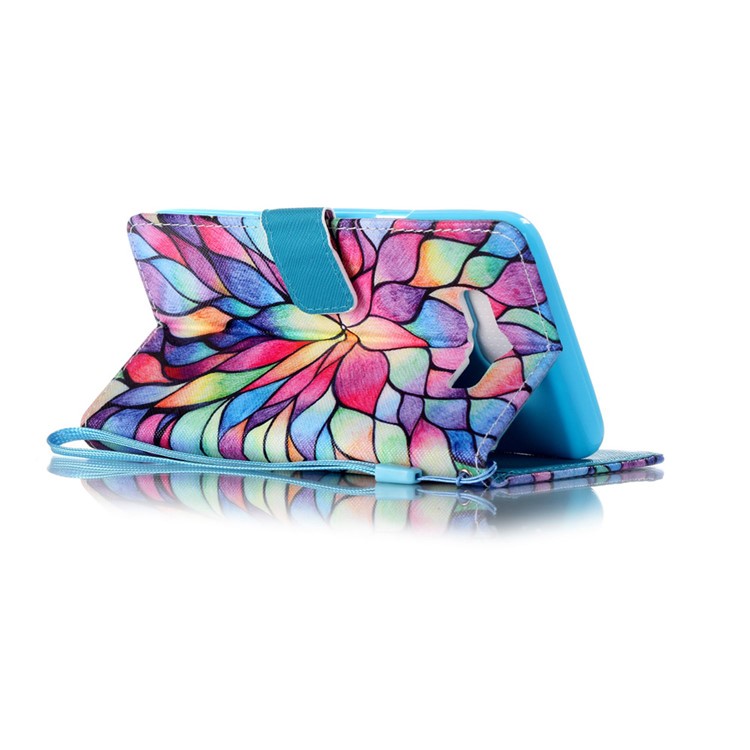 PU Leather Wallet Case Cover for Samsung Galaxy J7 (2016) - Colorful Petals-3