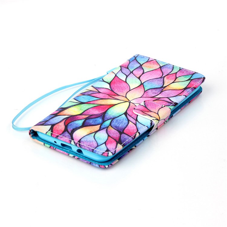 PU Leather Wallet Case Cover for Samsung Galaxy J7 (2016) - Colorful Petals-4