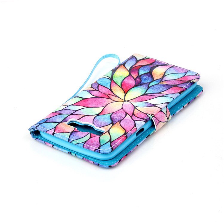 PU Leather Wallet Case Cover for Samsung Galaxy J7 (2016) - Colorful Petals-5