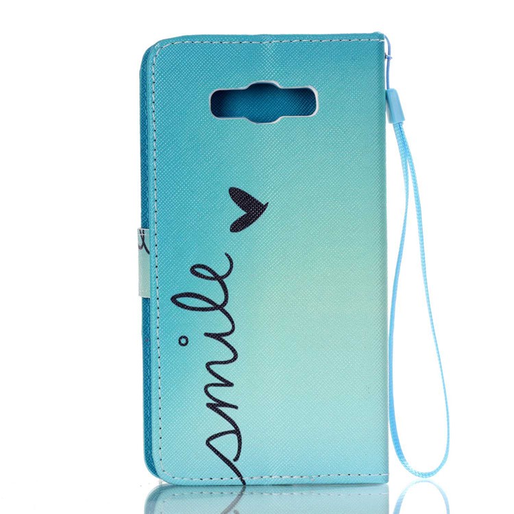 Leather Wallet Case Stand Cover for Samsung Galaxy J7 (2016) - Smile and Butterfly-2