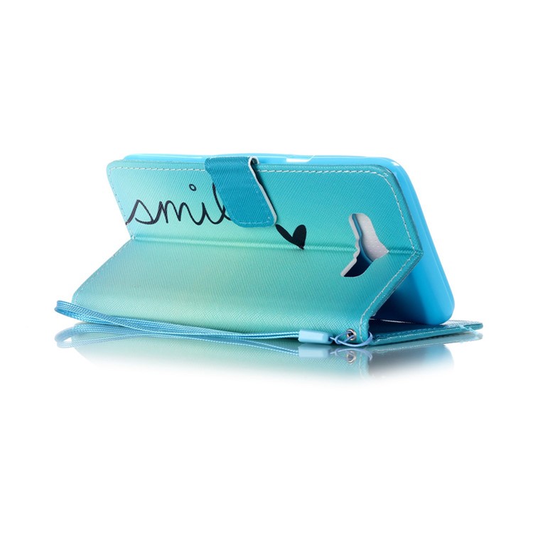 Leather Wallet Case Stand Cover for Samsung Galaxy J7 (2016) - Smile and Butterfly-3