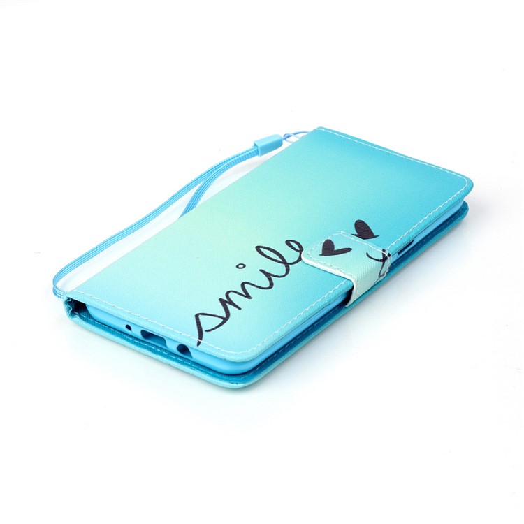 Leather Wallet Case Stand Cover for Samsung Galaxy J7 (2016) - Smile and Butterfly-4