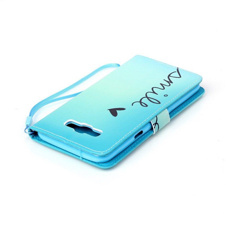 Leather Wallet Case Stand Cover for Samsung Galaxy J7 (2016) - Smile and Butterfly-5