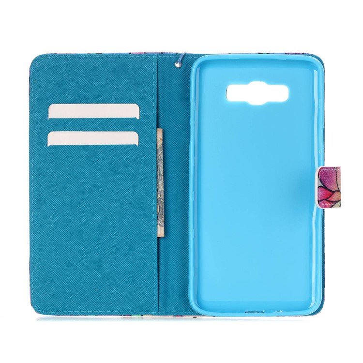 Leather Wallet Case Stand Cover for Samsung Galaxy J7 (2016) - Smile and Butterfly-6