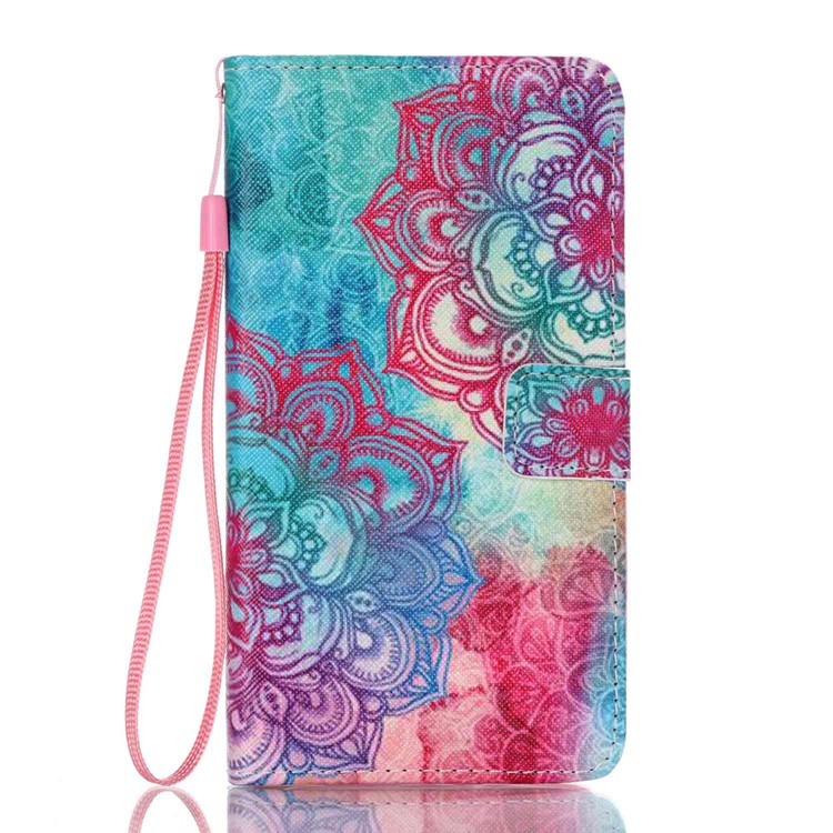 Magnetic Flip Leather Case for Samsung Galaxy J7 (2016) - Henna Flowers-1