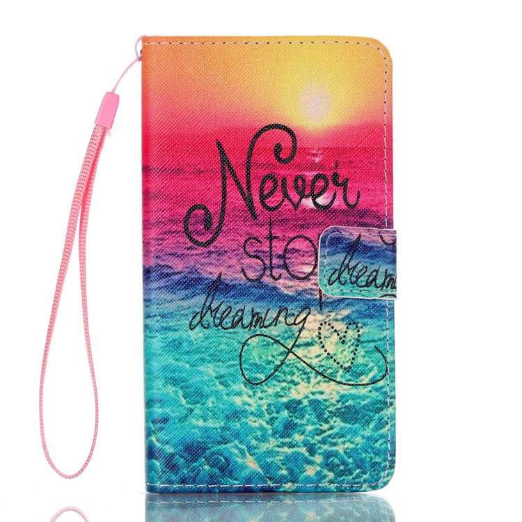 Leather Wallet Card Holder Case for Samsung Galaxy J7 (2016) - Never Stop Dreaming-1