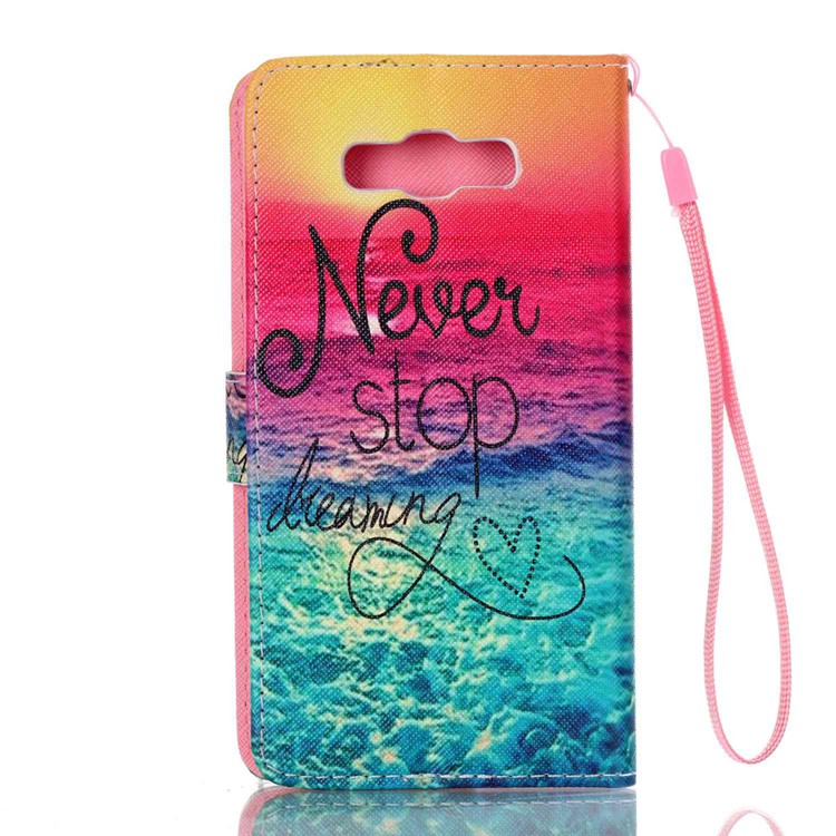 Leather Wallet Card Holder Case for Samsung Galaxy J7 (2016) - Never Stop Dreaming-2